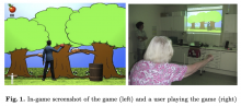 In-game screenshot of the game (left) and a user playing the game (right).