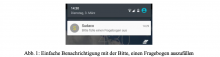 Abb. 1: Einfache Benachrichtigung mit der Bitte, einen Fragebogen auszufüllen.